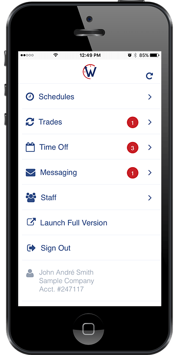 w2w online employee scheduling mobile app